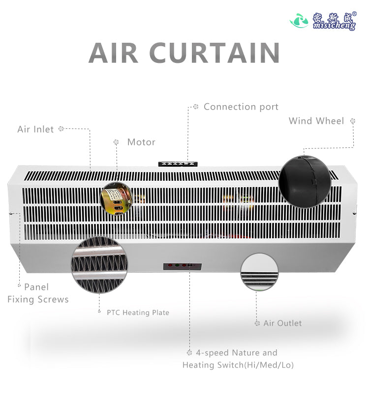 Centrifugal Air Curtain Electromechanical Heating for 3m / 5-6m Height