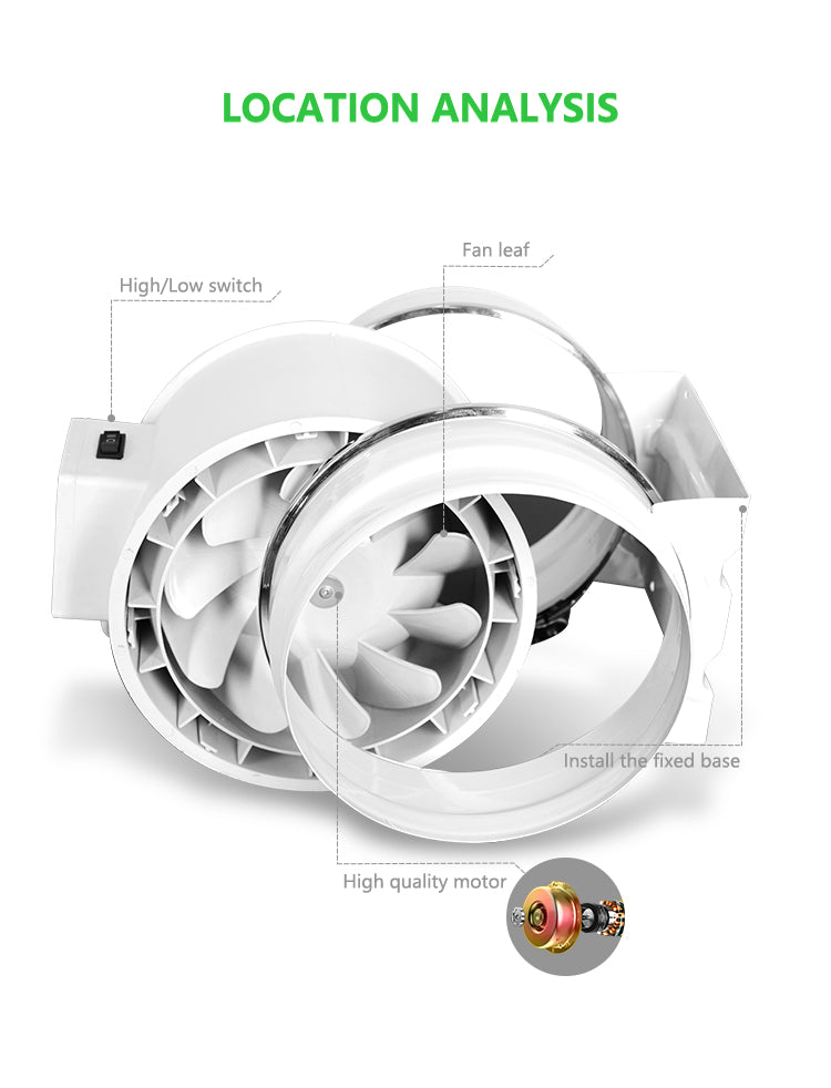 Oblique Pressurized Duct Fan with 2 Speeds, Metal