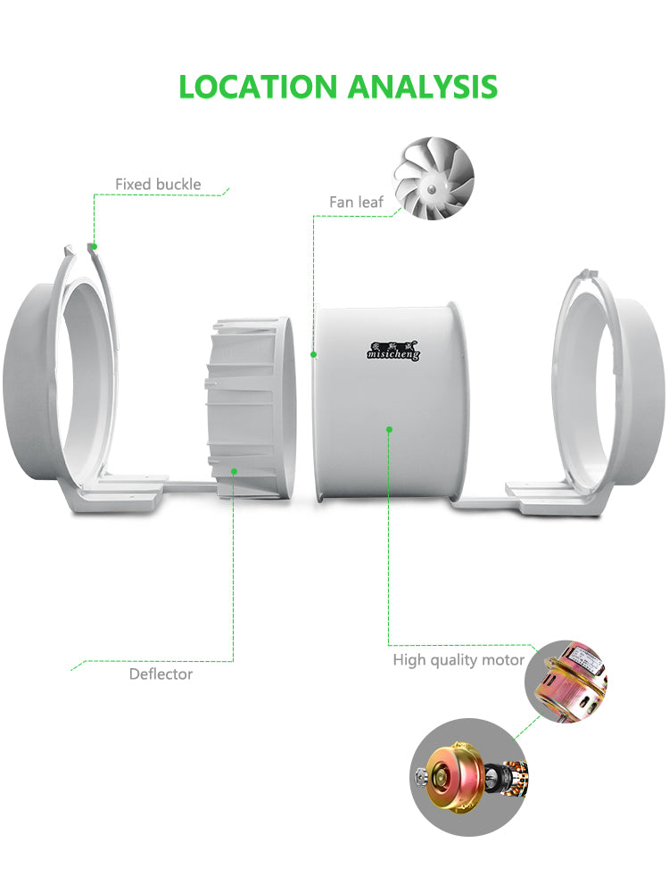 Oblique Pressurized Duct Fan with 2 Speeds, ABS+PP