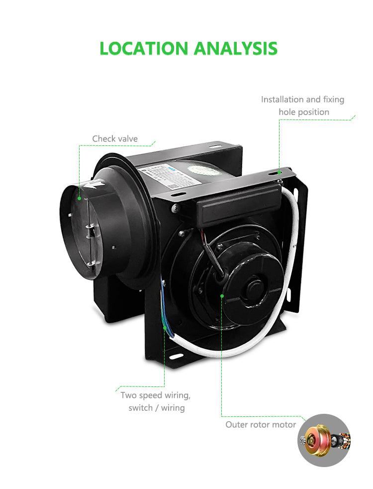 Split Duct Fan with Anti-backflow, 2 Speeds, Silver